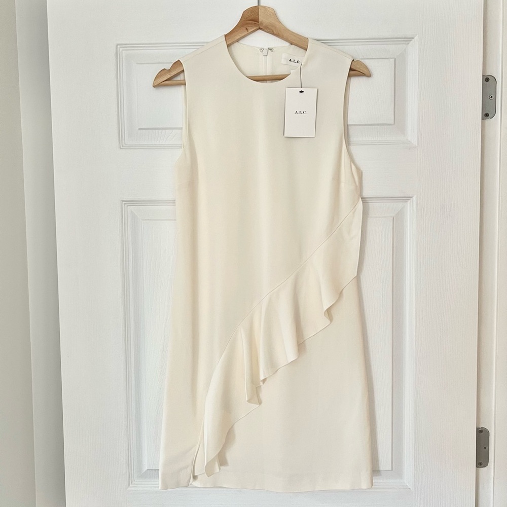 A.L.C. Cream Asymmetrical Sleeveless Dress